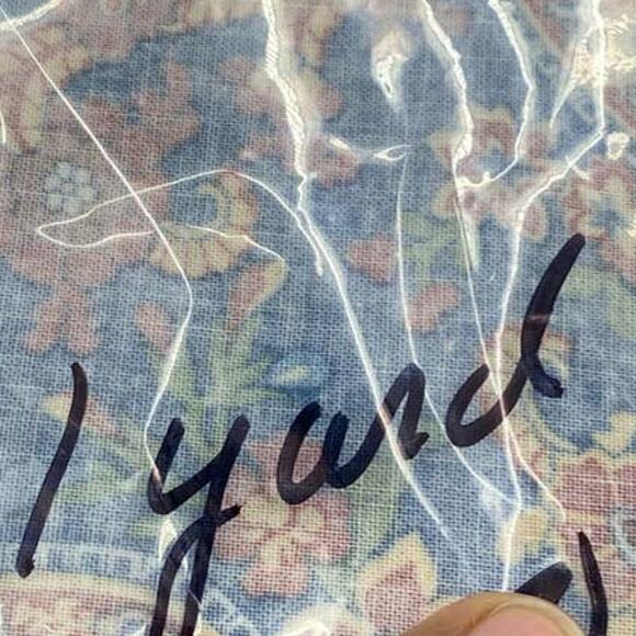 VTG Pasley Fabric Cotton 1 yard Blue And Multicolor - Picture 3 of 6